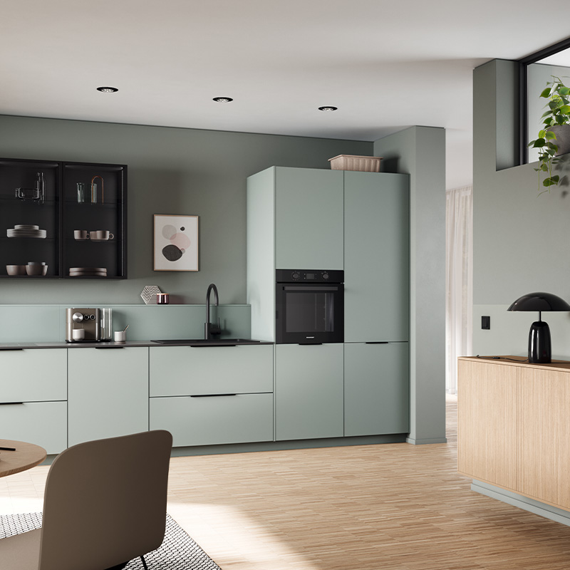 Cocina Häcker Scala en eucalipto con roble fino natural